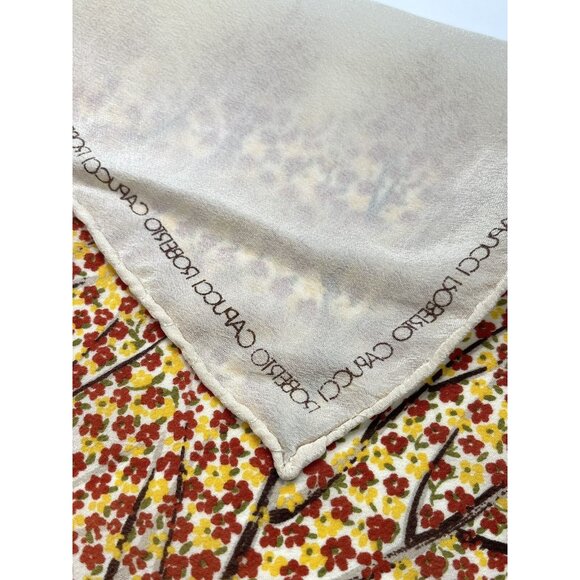 ROBERTO CAPUCCI 32" Square SILK Hand-Rolled Fall Leaves Tree SCARF Italy Signed - Picture 4 of 4